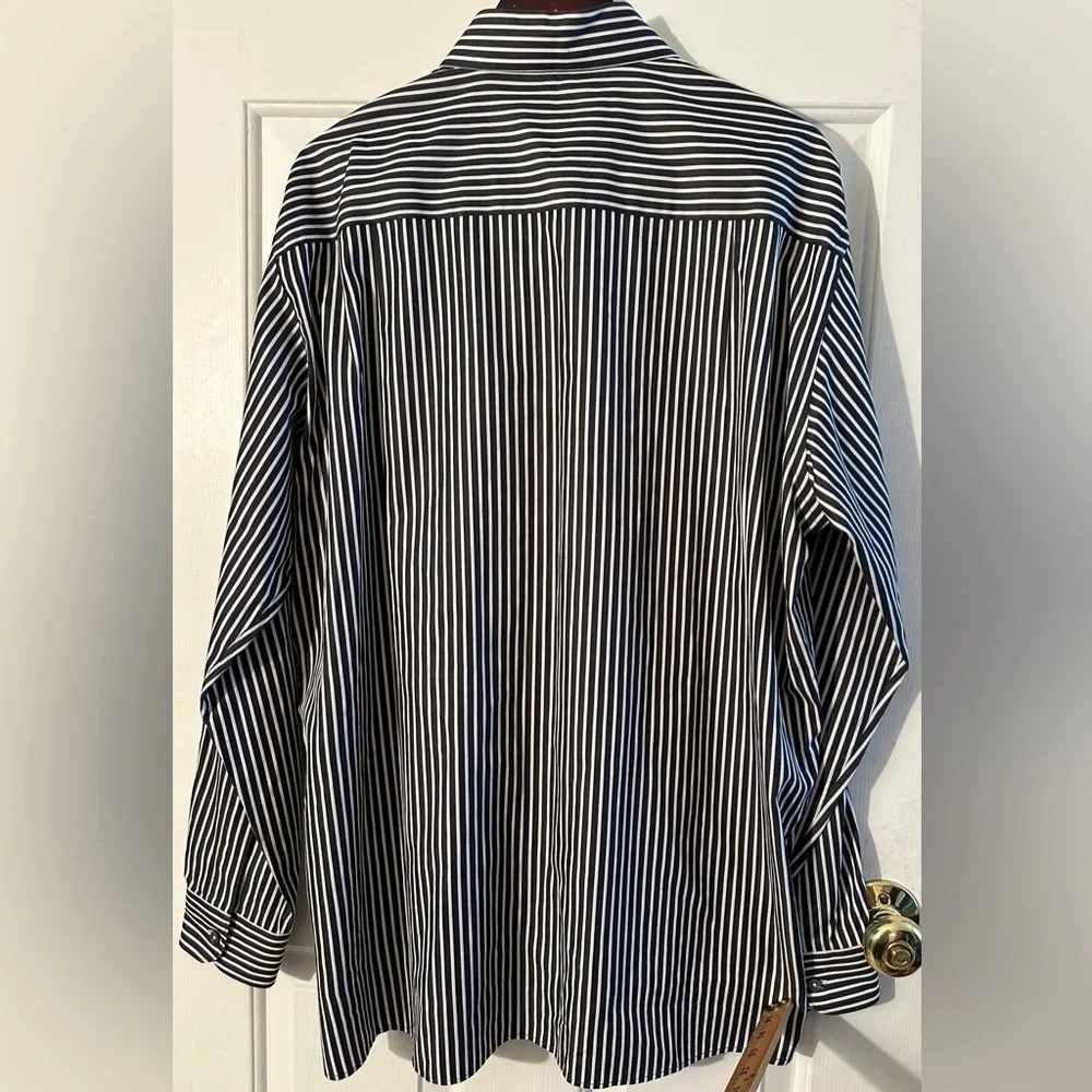 ERMENEGILDO ZEGNA XXL Made Italy Charcoal White Stripe Button Down No Tuck Shirt - Picture 2 of 13